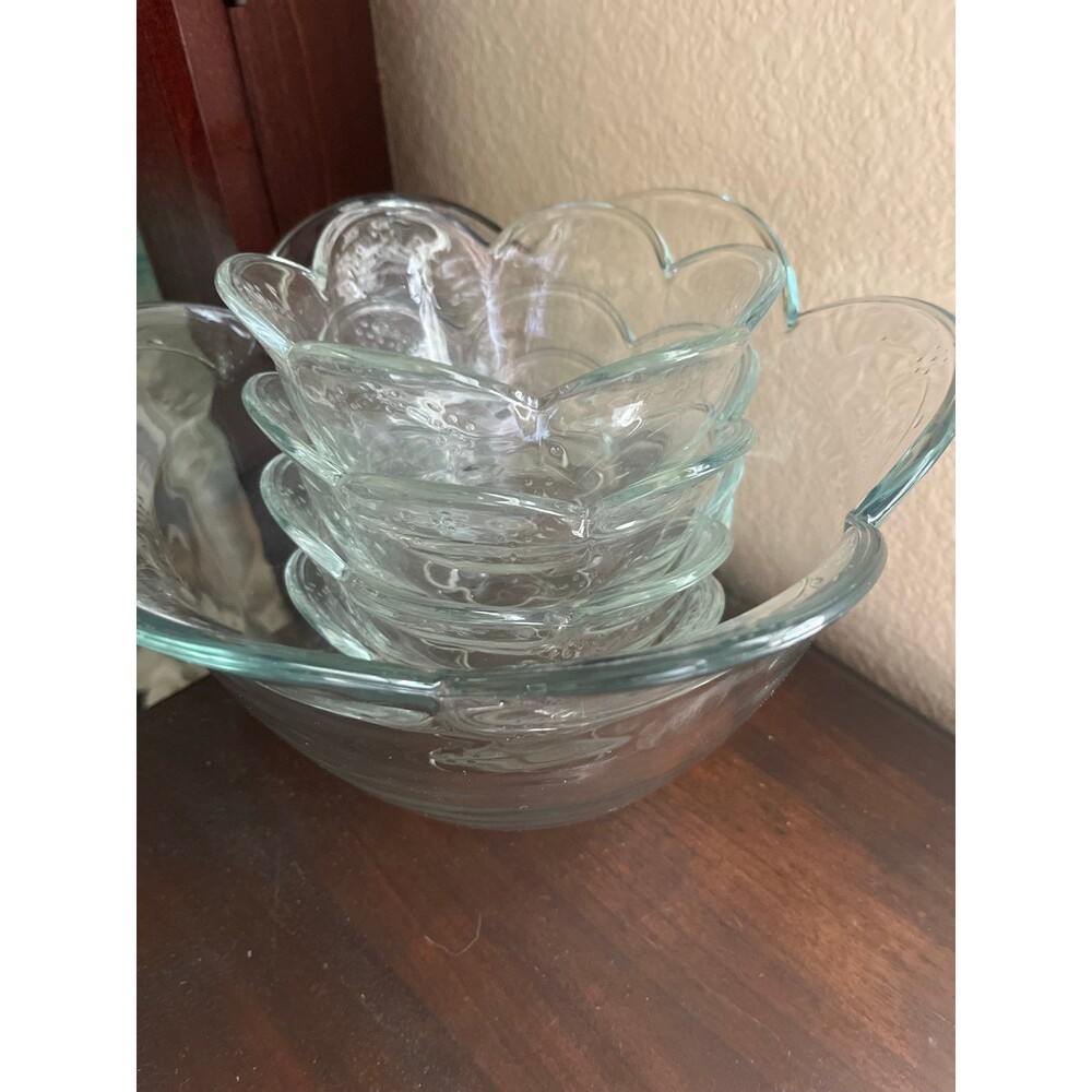 Set of Vintage Pfaltzgraff Clear Glass Salad/Fruit Bowls